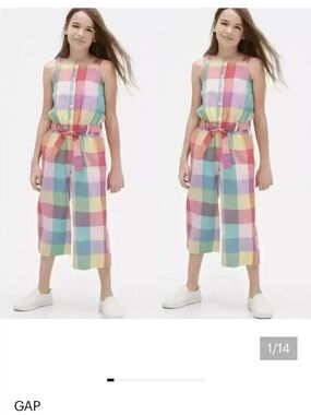 GAP Kids XL (12) Plaid Jumpsuit